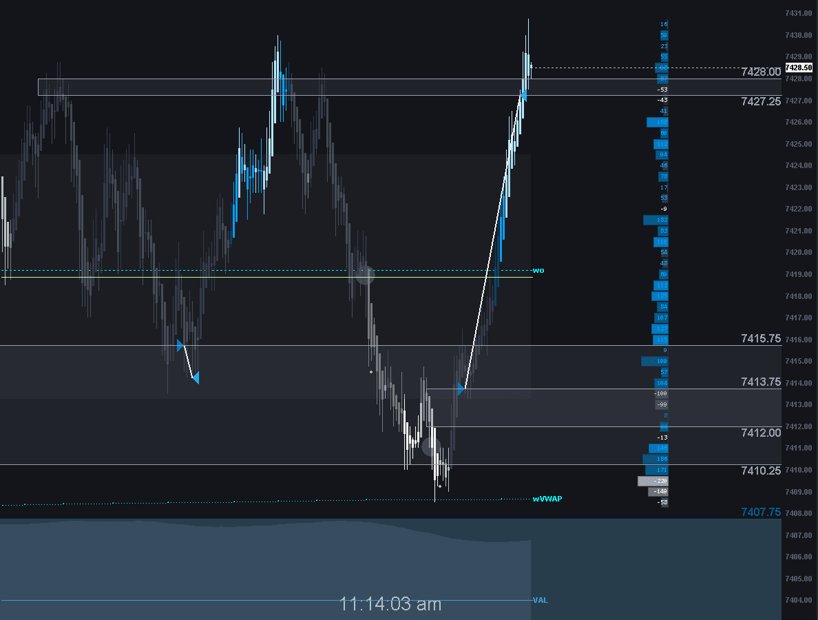 Delta Dynamics study 12 in a live trading session